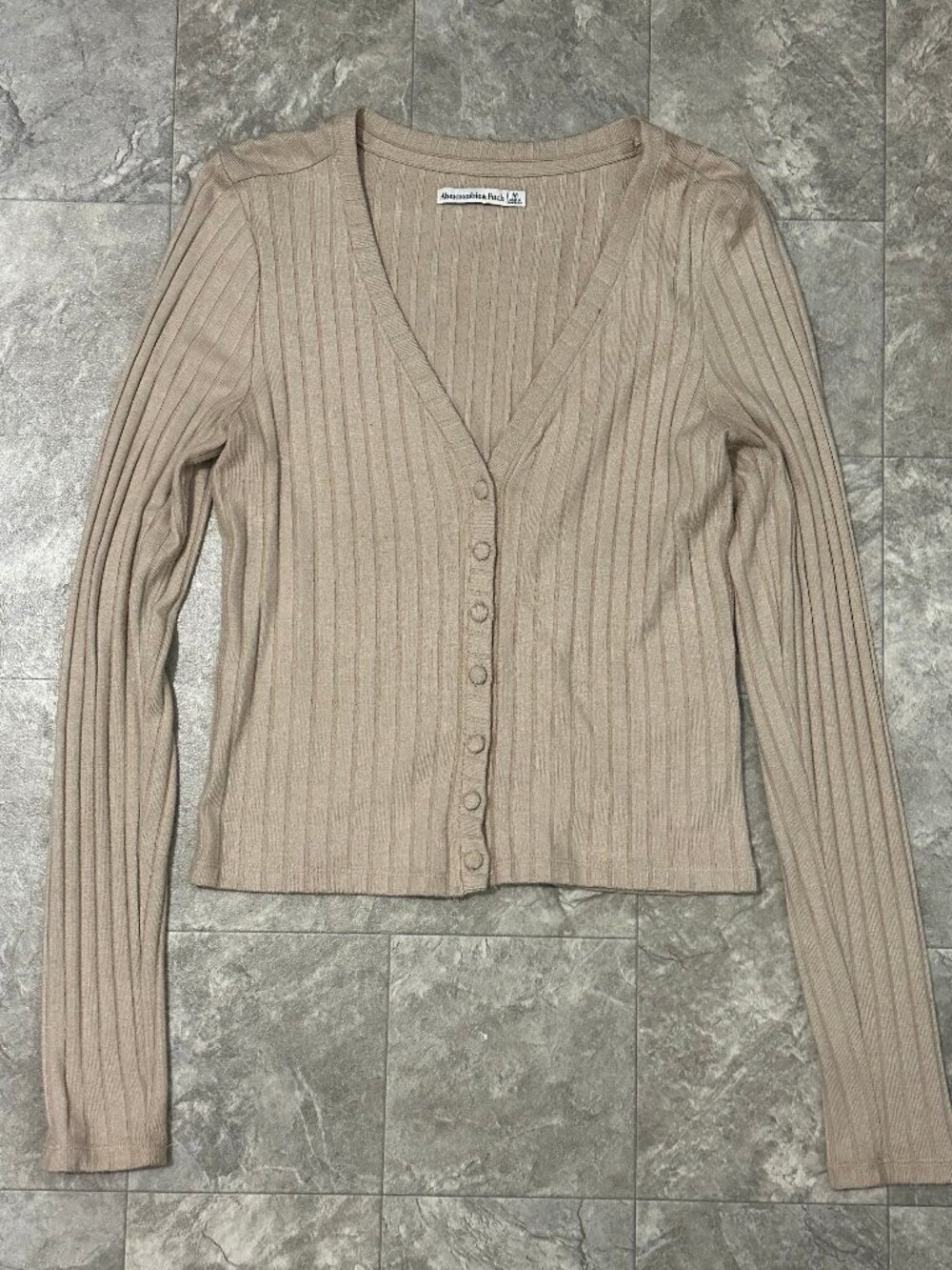 Abercrombie & Fitch Tan Ribbed Knit Cardigan Size M